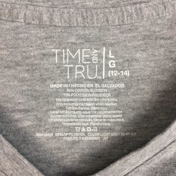 2 Gray T-Shirts Time And Tru, Danskin V-Neck Women's Large - Picture 4 of 11